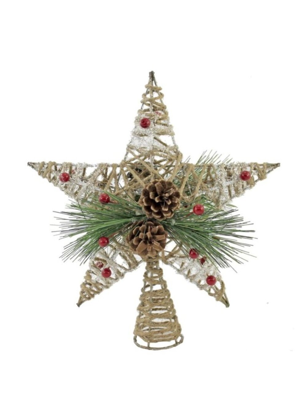 Kurt Adler Natural Star Christmas Tree Topper 11 in Pinecones & Berries Rustic